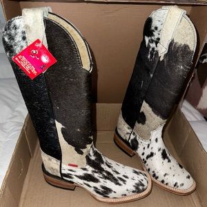 Cowhide Patterned Heeled Boots
